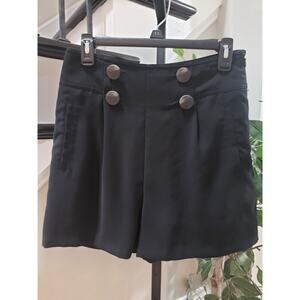 Anthropologie Women Black Polyester Frenchy High Waist Fake Button Shorts Size 4